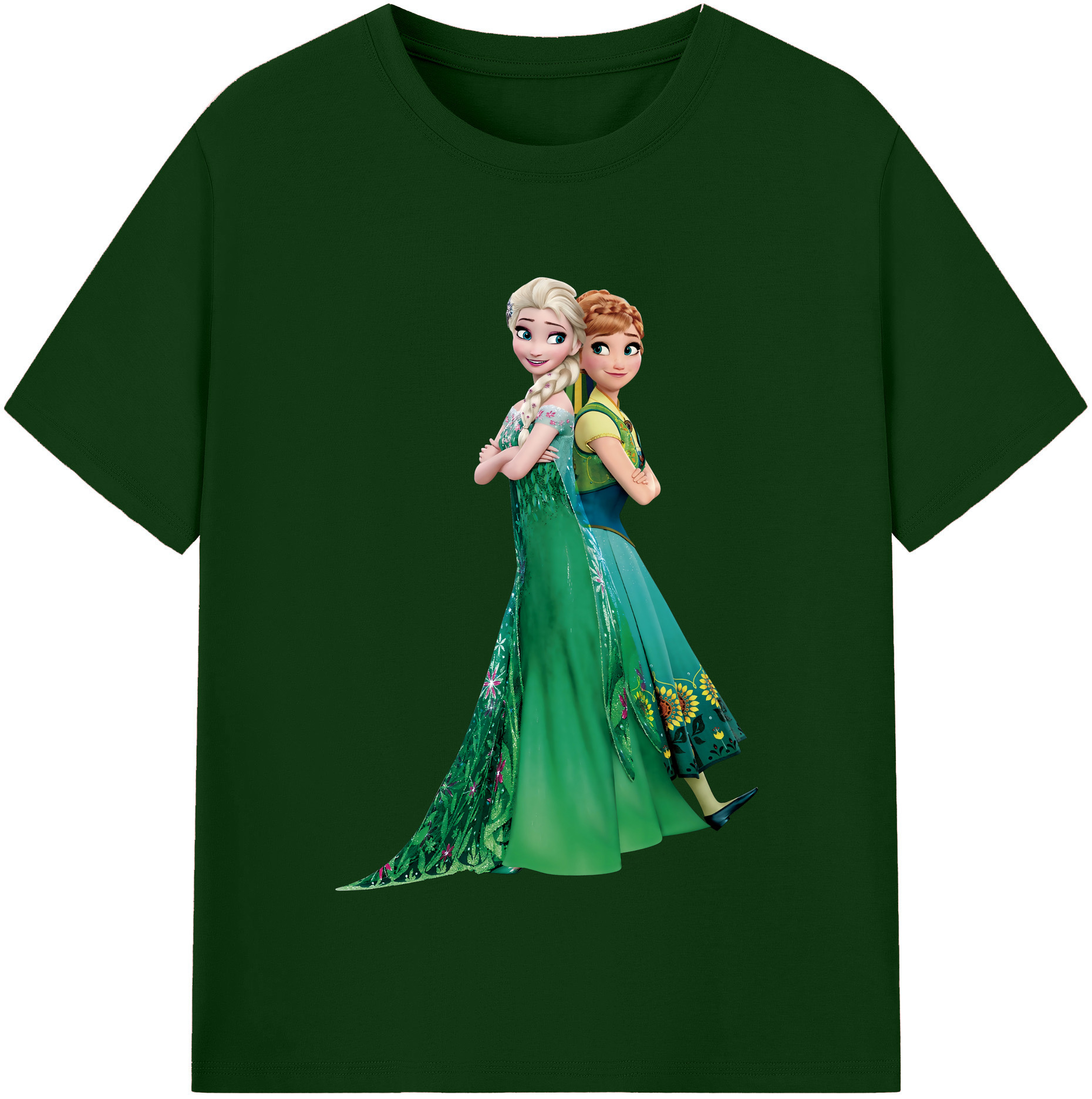 （画像用） アナと雪の女王 アンナ エルサ Frozen Anna Elsa 綿100％半袖Tシャツ（フロントプリント）
